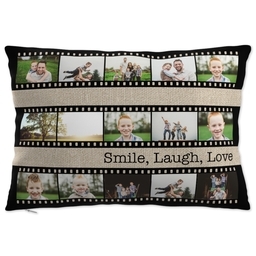 14x20 Throw Pillow with Burlap Filmstrip Brown Collage design