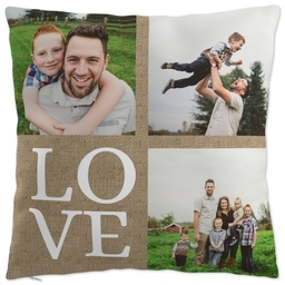 20x20 Throw Pillow with Love Burlap Photo Collage design