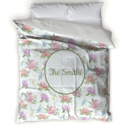 Microfiber Photo Comforter, Twin with Cream Floral design