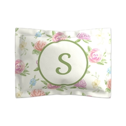 Microfiber Photo Pillow Sham, Standard with Cream Floral Monogram design