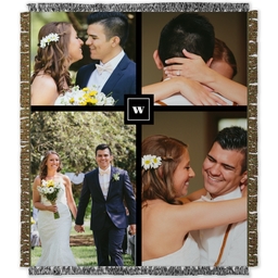 50x60 Photo Woven Throw with Classic Monogram Grid (Multiple Options) design