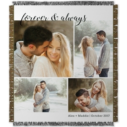 50x60 Photo Woven Throw with Cursive Forever and Always design