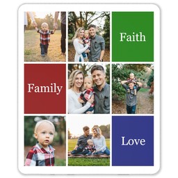 50x60 Sherpa Fleece Photo Blanket with Family Color Block design