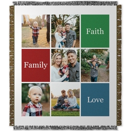 50x60 Photo Woven Throw with Family Color Block design