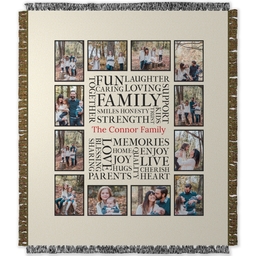 50x60 Photo Woven Throw with Family Word Art design