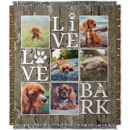 50x60 Photo Woven Throw with Live Love Bark design