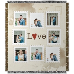 50x60 Photo Woven Throw with Love Letter Stamp design