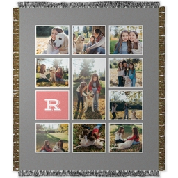 50x60 Photo Woven Throw with Simple Monogram Collage design