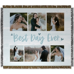 50x60 Photo Woven Throw with Best Day Ever Hearts design