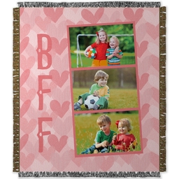 50x60 Photo Woven Throw with BFF Hearts design