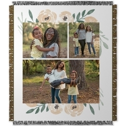 50x60 Photo Woven Throw with Delightful Florals design