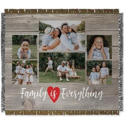50x60 Photo Woven Throw with Family is Everything design