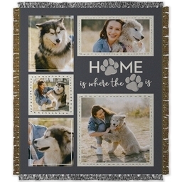 50x60 Photo Woven Throw with Where the Paw is design