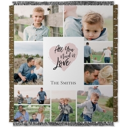 50x60 Photo Woven Throw with All You Need Is Love design