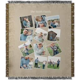 50x60 Photo Woven Throw with Burlap Collage design