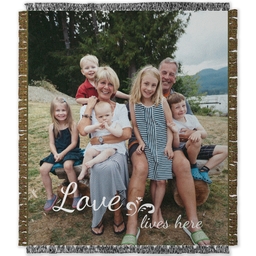 50x60 Photo Woven Throw with Love Lives Here design