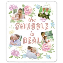 50x60 Sherpa Fleece Photo Blanket with The Snuggle Is Real Floral design