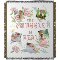 50x60 Photo Woven Throw with The Snuggle Is Real Floral design