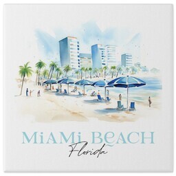 8x8 Gallery Wrap Photo Canvas with Watercolor Miami Beach design