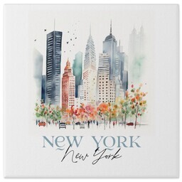 8x8 Gallery Wrap Photo Canvas with Watercolor New York design