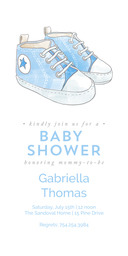 Same Day 4x8 Greeting Card, Matte, Blank Envelope with Baby Sneakers - Blue design