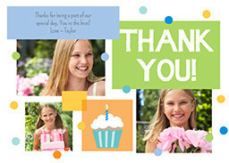 5x7 Greeting Card, Glossy, Blank Envelope with Colorful Thank You design
