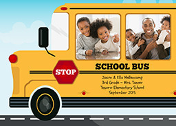 5x7 Greeting Card, Glossy, Blank Envelope with School Bus Excitement design