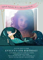 Same Day 5x7 Greeting Card, Matte, Blank Envelope with Mermaid Princess Party design