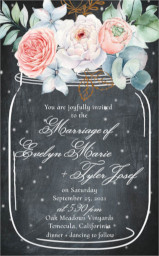 3x5 Cardstock - Rounded with Floral Mason Jar Invitation design