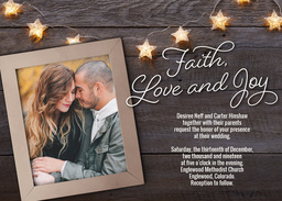 5x7 Greeting Card, Glossy, Blank Envelope with Rustic Faith, Love & Joy Invitation design