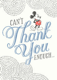 5x7 Greeting Card, Glossy, Blank Envelope with Can't Thank You Enough - Mickey Mouse design