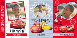 4x8 Greeting Card, Matte, Blank Envelope with Cut-Apart Cars Valentine Fun design