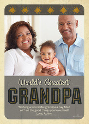 5x7 Greeting Card, Glossy, Blank Envelope with World's Greatest Grandpa design