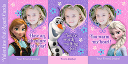 4x8 Greeting Card, Matte, Blank Envelope with Cut-Apart Frozen Friends Valentines design