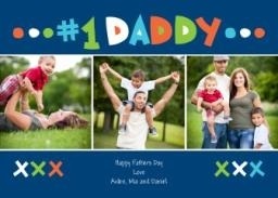 Same Day 5x7 Greeting Card, Matte, Blank Envelope with #1 DADDY With Kisses design