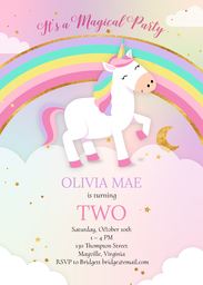 Same Day 5x7 Greeting Card, Matte, Blank Envelope with Unicorn Magical Party design