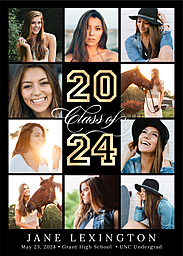 5x7 Greeting Card, Glossy, Blank Envelope with Graduation Social Photos design