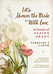 Same Day 5x7 Greeting Card, Matte, Blank Envelope with Natural Bouquet Bridal Shower Invitation design