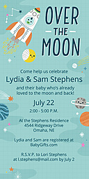 4x8 Greeting Card, Matte, Blank Envelope with Over the Moon Baby Shower Invitation design