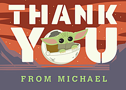 5x7 Greeting Card, Glossy, Blank Envelope with Star Wars: The Mandalorian The Child Thank You design