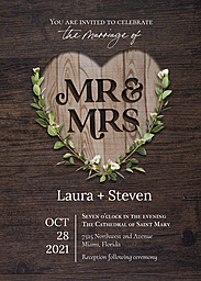 5x7 Greeting Card, Glossy, Blank Envelope with Mr & Mrs Forever Invitation design