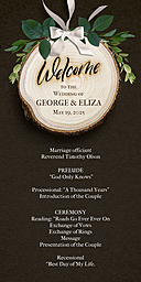 4x8 Greeting Card, Matte, Blank Envelope with Our Rustic Wedding Program design