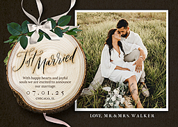 5x7 Greeting Card, Glossy, Blank Envelope with Rustic Woodland Wedding Announcement design