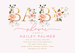 5x7 Greeting Card, Glossy, Blank Envelope with Flowering Baby Shower Invitation design