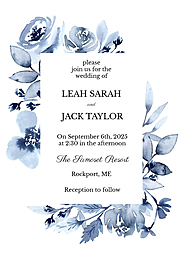 5x7 Greeting Card, Glossy, Blank Envelope with Something Blue Wedding design
