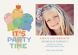 Same Day 5x7 Greeting Card, Matte, Blank Envelope with Ice Cream Cone Party Time design