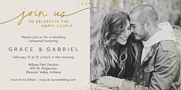 4x8 Greeting Card, Matte, Blank Envelope with Elegant Gold and Taupe Wedding Event Invitation design