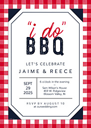 5x7 Greeting Card, Glossy, Blank Envelope with I Do BBQ Wedding Event Invitation design