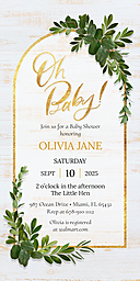 Same Day 4x8 Greeting Card, Matte, Blank Envelope with Oh Baby Shower Invitation design