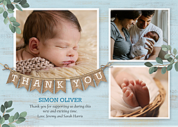 Same Day 5x7 Greeting Card, Matte, Blank Envelope with Rustic Hello Baby Boy design